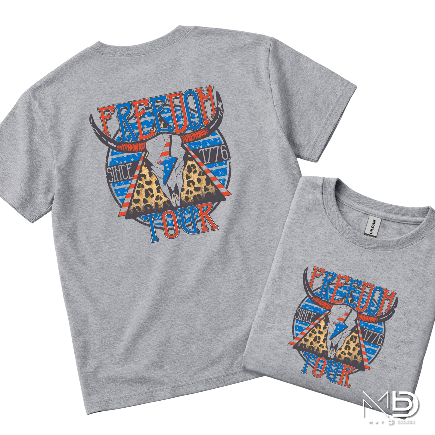 Freedom Tour Shirt | Patriotic Western Cow Skull USA Graphic Tee