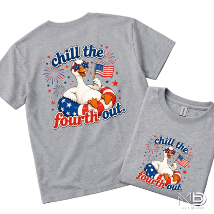 Chill the Fourth Out Shirt | Funny Patriotic Goose Fourth of July Tee