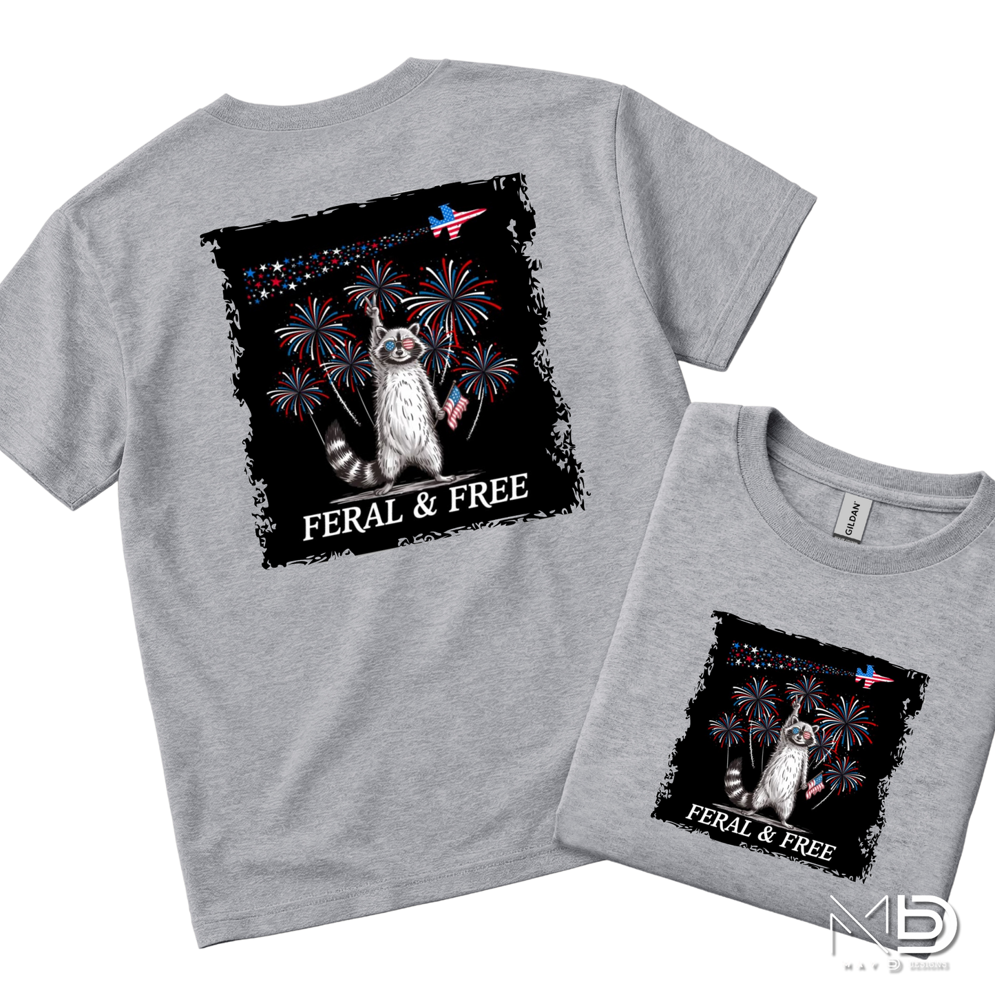 Feral & Free Raccoon Patriotic Shirt | Funny Fourth of July Tee