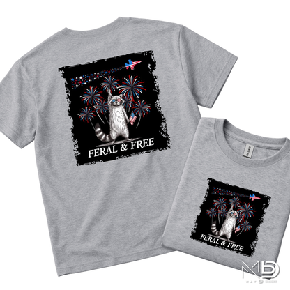 Feral & Free Raccoon Patriotic Shirt | Funny Fourth of July Tee