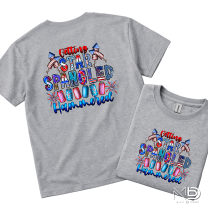 Getting Star Spangled Hammered Funny 4th of July Shirt | Patriotic Drinking Tee