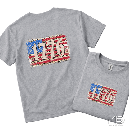 1776 Patriotic Leopard Flag Shirt | Vintage America Independence Day Tee | Fourth of July Graphic T-Shirt