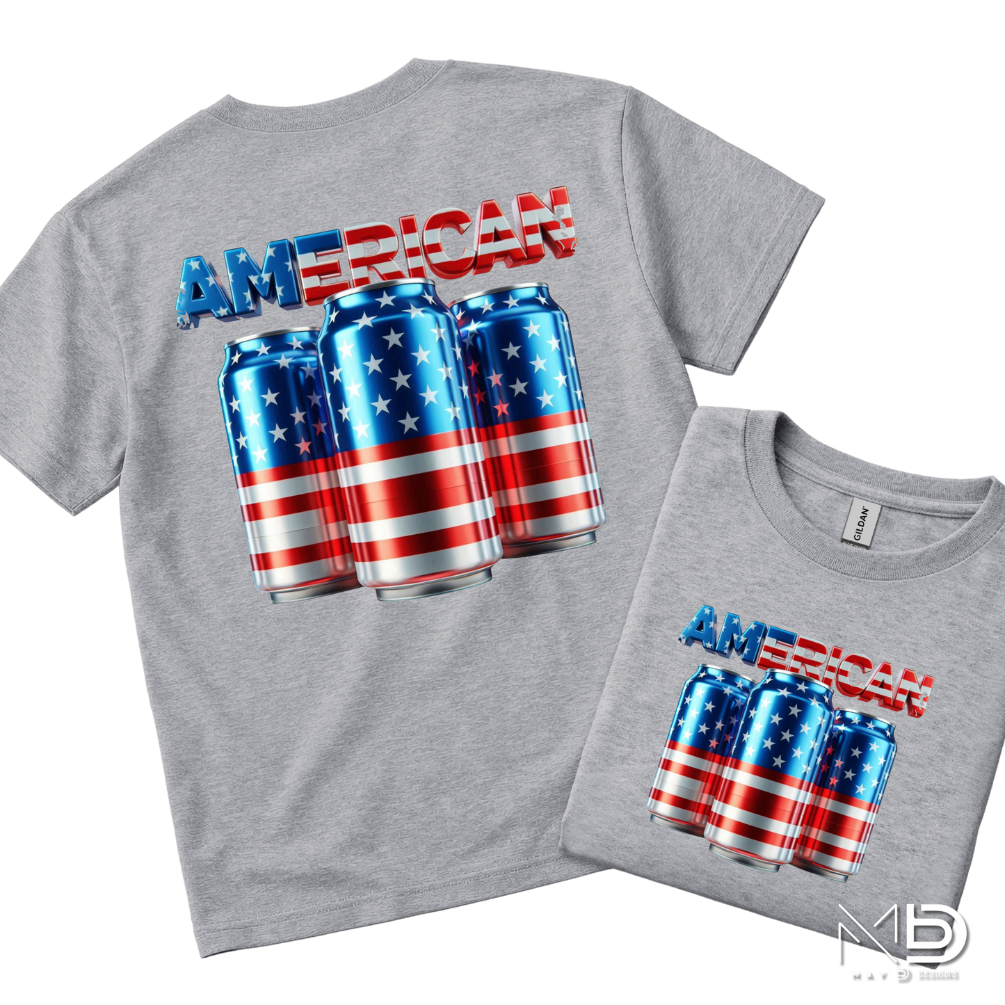 American Flag Beer Can Shirt | Patriotic Drinking Tee | Red White Blue Beer Lover T-Shirt | Fourth of July Party Graphic Tee