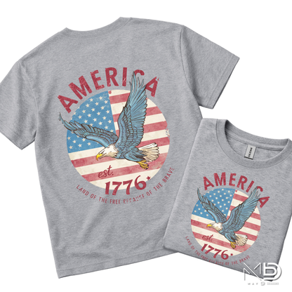 America Est. 1776 Bald Eagle Patriotic Shirt | Vintage USA Flag Graphic Tee | Freedom & Liberty Independence Day T-Shirt