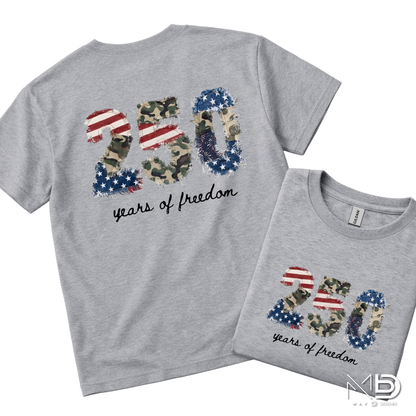 250 Years of Freedom Patriotic Shirt | America 250th Anniversary Tee | Semiquincentennial 1776-2026 Graphic T-Shirt