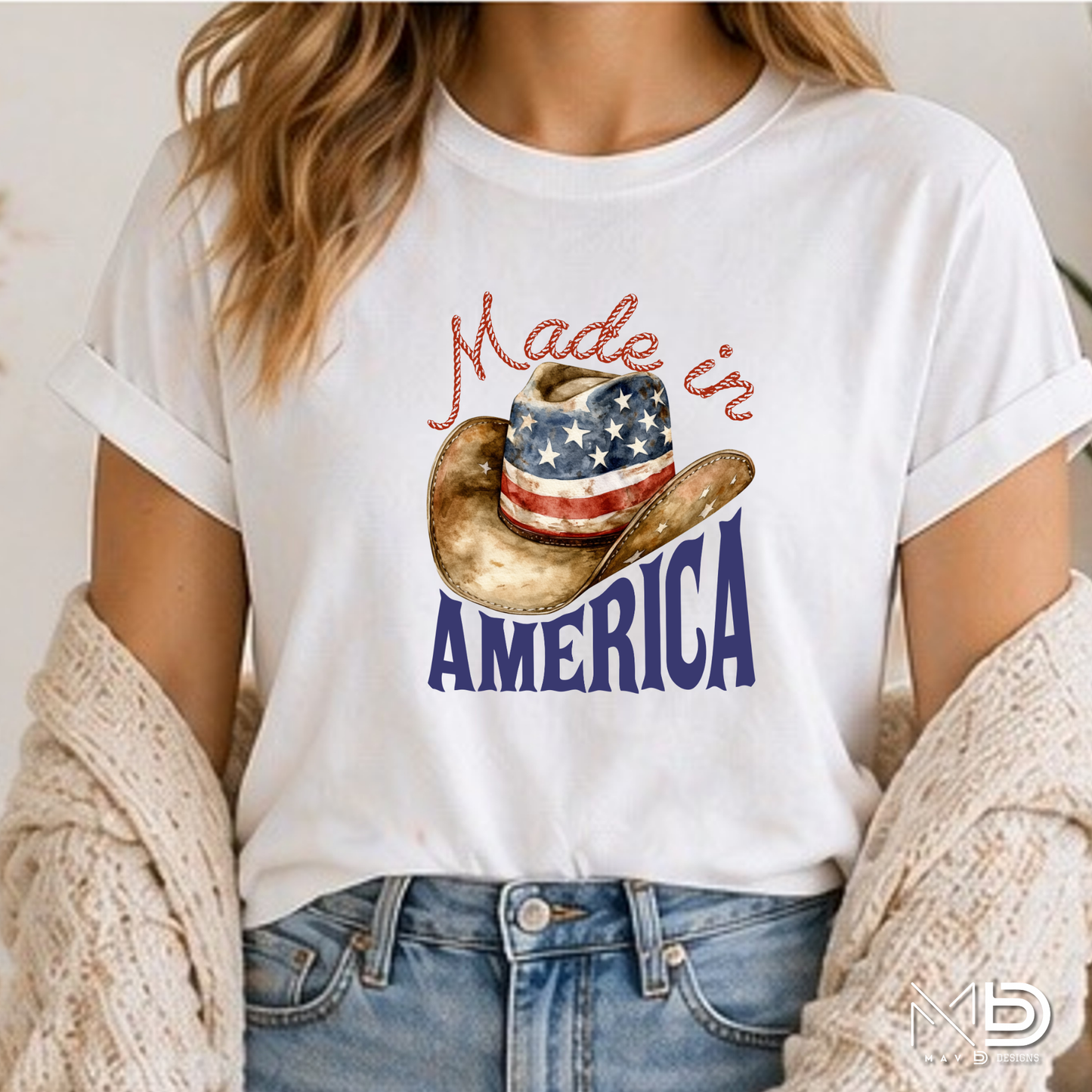 Made In America Cowboy Hat Shirt | Patriotic Western Graphic Tee | USA Country Pride T-Shirt