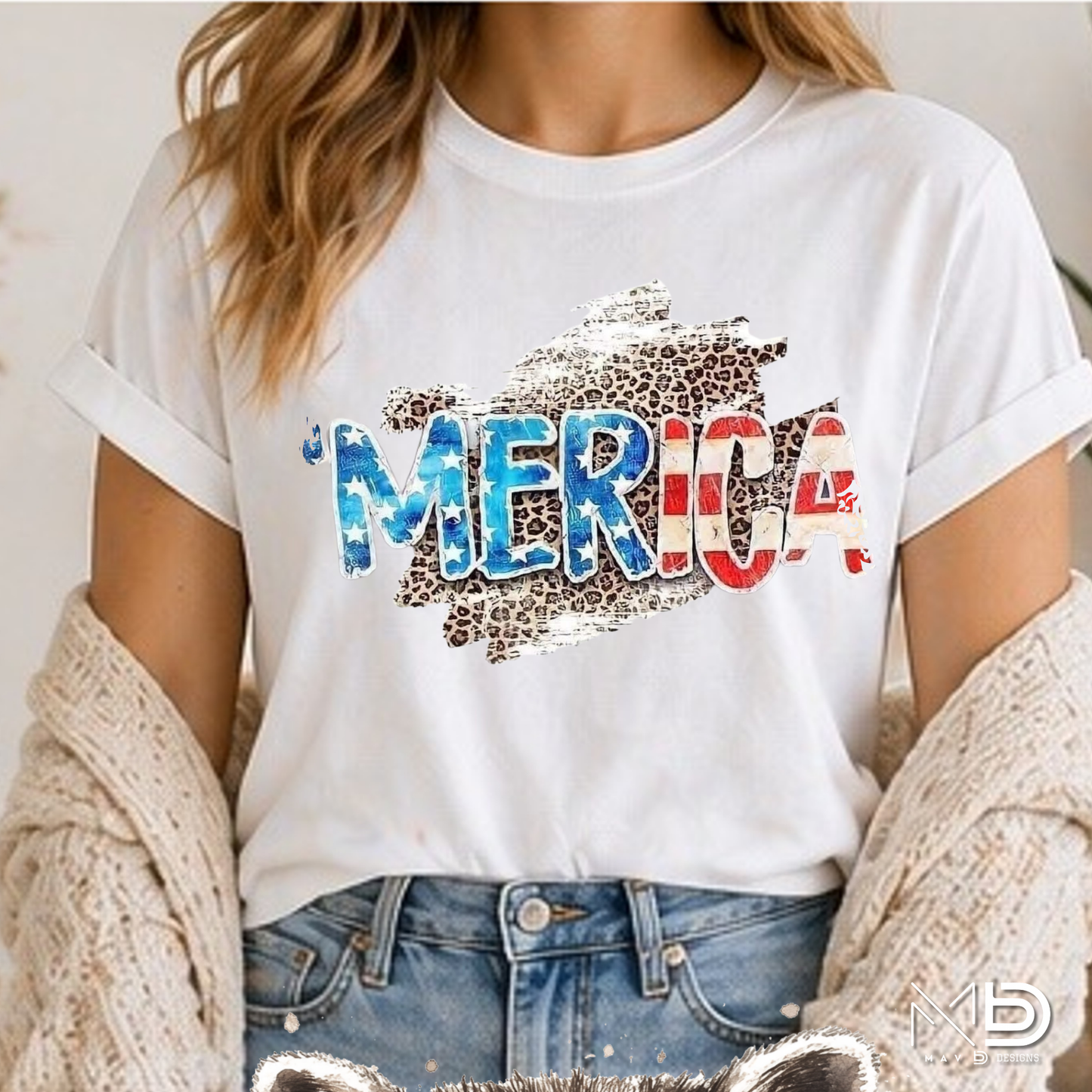 ’Merica Patriotic Leopard Print Shirt | Funny America Graphic Tee | Red White Blue Independence Day T-Shirt | 4th of July Shirt