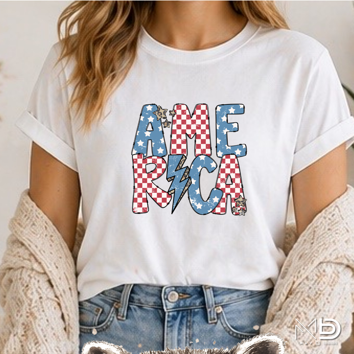 America Lightning Bolt Patriotic Shirt | Retro Fourth of July Graphic Tee