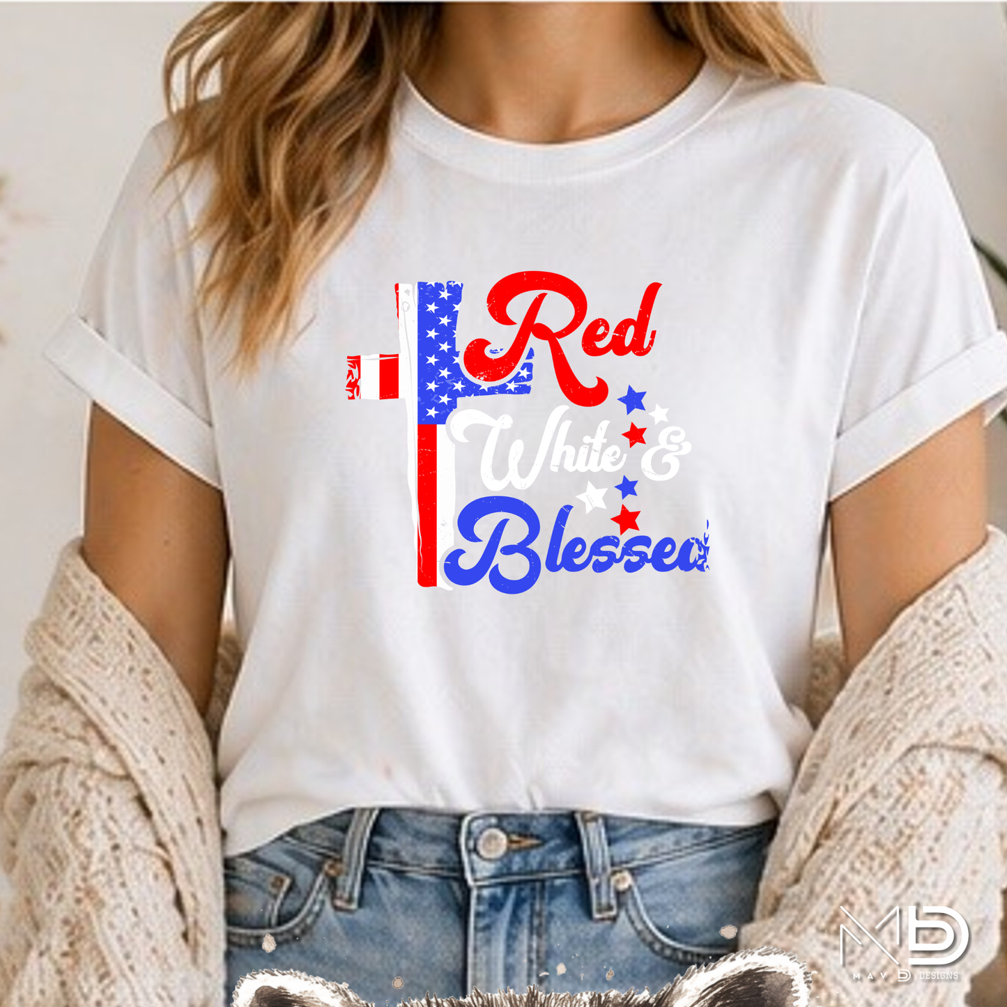 Red, White & Blessed Patriotic Cross Shirt