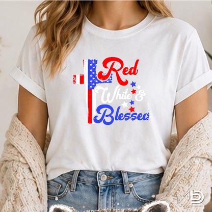 Red, White & Blessed Patriotic Cross Shirt