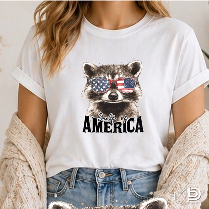Gulf of America Raccoon Shirt | Patriotic Raccoon Graphic Tee | Funny Fourth of July USA T-Shirt