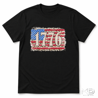 1776 Patriotic Leopard Flag Shirt | Vintage America Independence Day Tee | Fourth of July Graphic T-Shirt