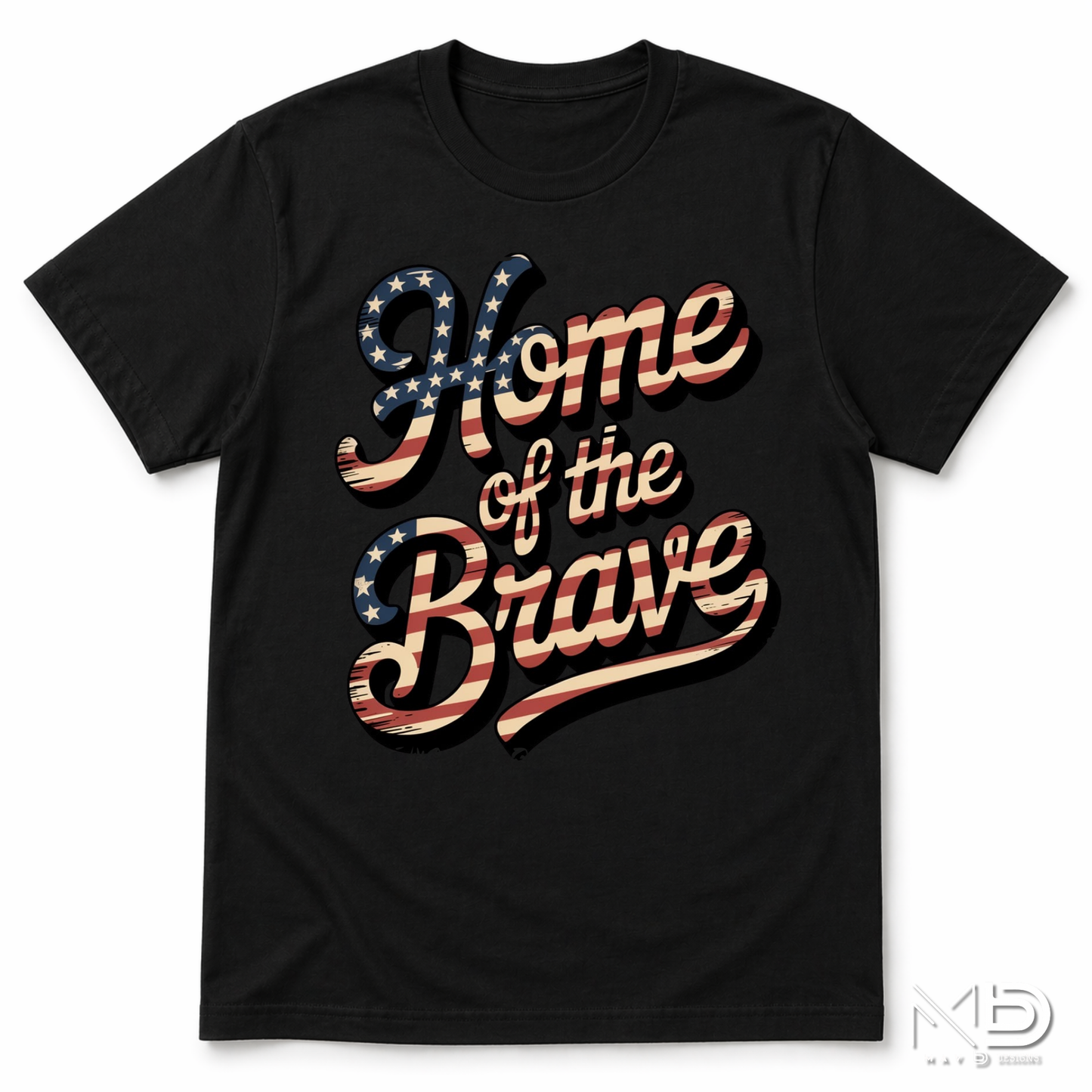 Home of the Brave Patriotic Graphic T-Shirt | Vintage American Flag Typography Tee | Fourth of July USA Shirt | Red White Blue Americana Tee