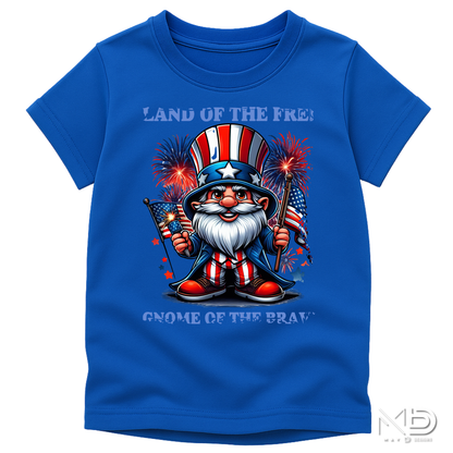 Land of the Free, Gnome of the Brave Patriotic Shirt | Uncle Sam Gnome Fourth of July Tee | USA Fireworks Graphic T-Shirt | Americana Independence Day Shirt