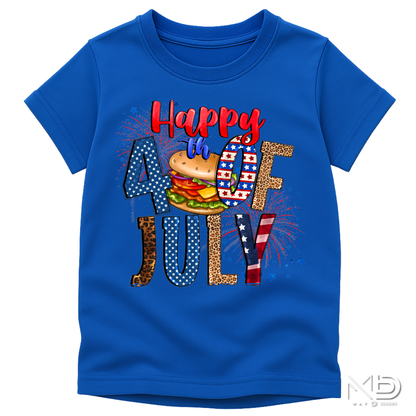 Happy 4th of July Burger Shirt | Patriotic BBQ Graphic Tee | Red White Blue Independence Day T-Shirt | Funny Summer Cookout Shirt