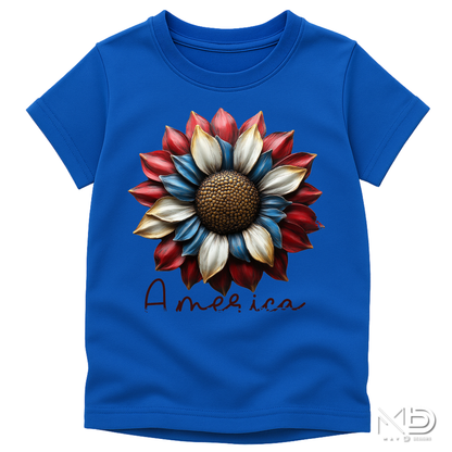 Patriotic Sunflower America Shirt | Red White Blue Floral Graphic Tee | Americana Sunflower T-Shirt | 4th of July Floral Shirt