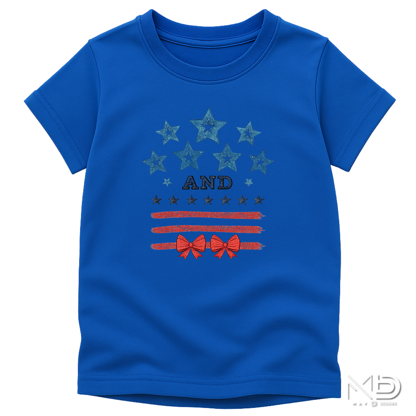 Stars and Stripes Patriotic Bow Shirt | Coquette Fourth of July Tee | Red White and Blue Bow Graphic T-Shirt | Cute Americana Shirt