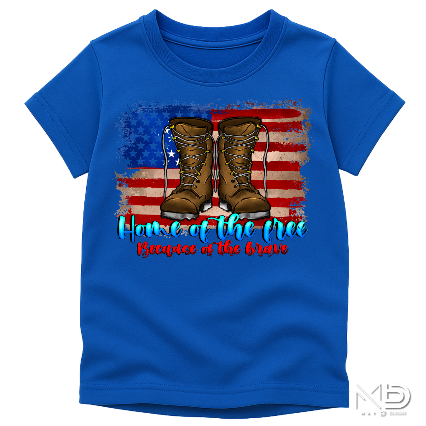 Home of the Free Because of the Brave Shirt | Military Appreciation Tee | Patriotic Combat Boots Shirt | Veteran Support Fourth of July T-Shirt