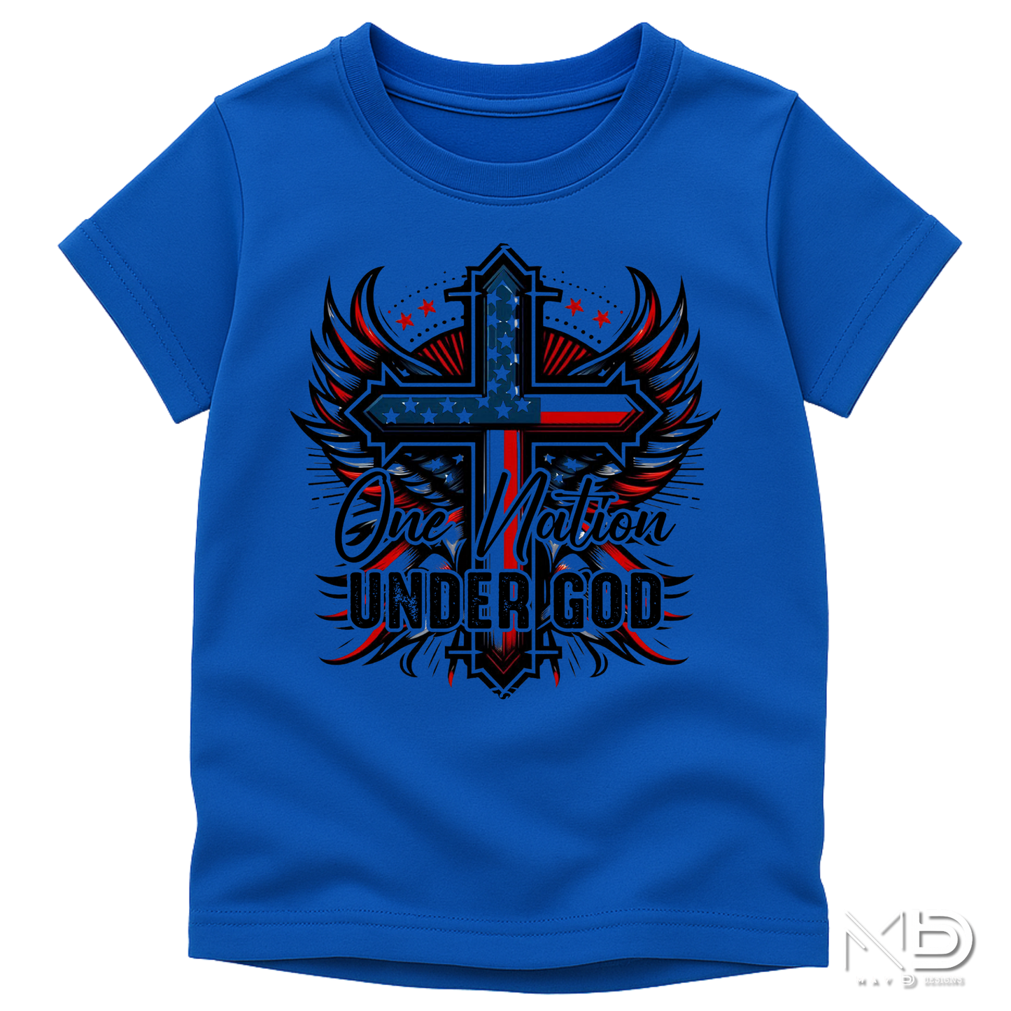 One Nation Under God Patriotic Christian Shirt | American Flag Cross Tee | Faith Based USA Graphic T-Shirt | Christian Independence Day Shirt