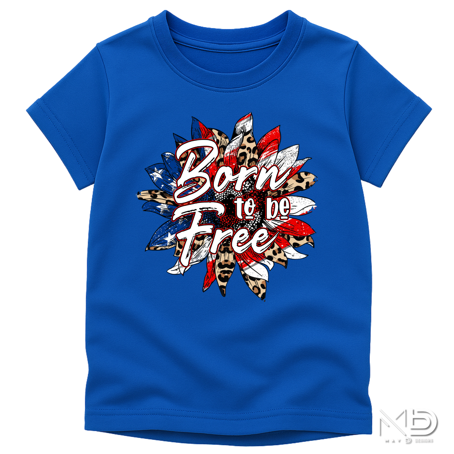 Born to Be Free Patriotic Leopard Sunflower Shirt