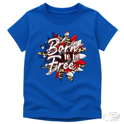 Born to Be Free Patriotic Leopard Sunflower Shirt