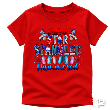 Getting Star Spangled Hammered Funny 4th of July Shirt | Patriotic Drinking Tee