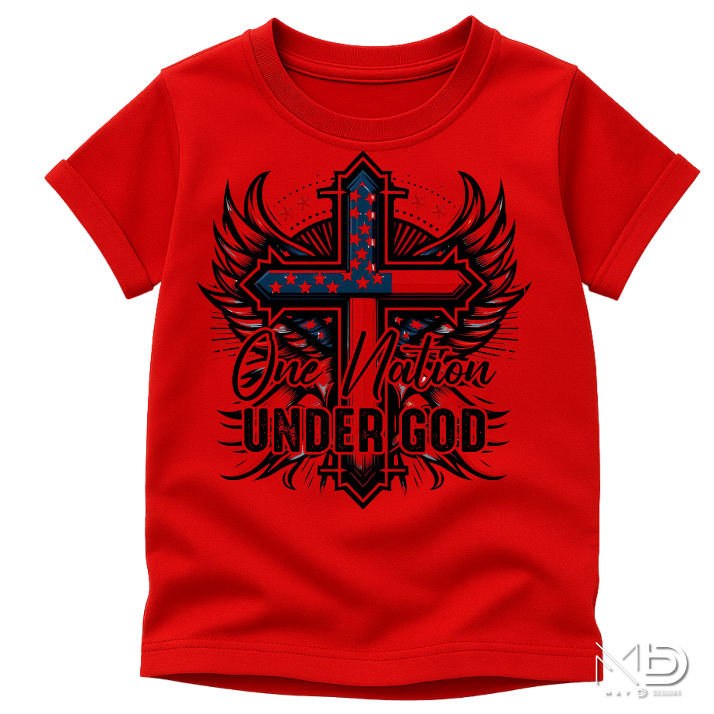 One Nation Under God Patriotic Christian Shirt | American Flag Cross Tee | Faith Based USA Graphic T-Shirt | Christian Independence Day Shirt