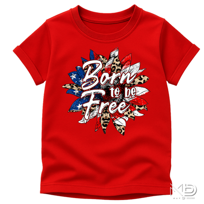 Born to Be Free Patriotic Leopard Sunflower Shirt