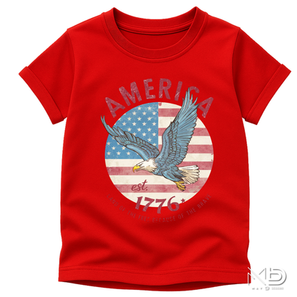 America Est. 1776 Bald Eagle Patriotic Shirt | Vintage USA Flag Graphic Tee | Freedom & Liberty Independence Day T-Shirt