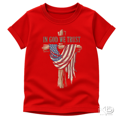 In God We Trust Patriotic Cross Shirt | Christian American Flag Tee | Faith & Freedom Graphic T-Shirt