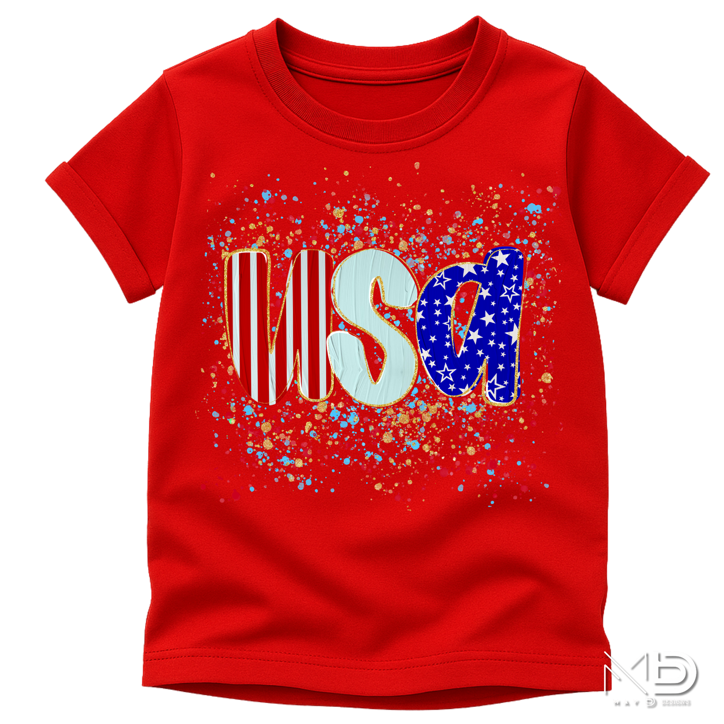 USA Patriotic Splash Shirt | Red White and Blue Americana Tee | Fourth of July Graphic T-Shirt | USA Independence Day Shirt