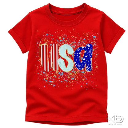 USA Patriotic Splash Shirt | Red White and Blue Americana Tee | Fourth of July Graphic T-Shirt | USA Independence Day Shirt