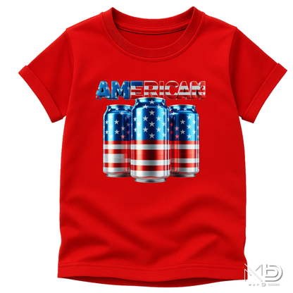 American Flag Beer Can Shirt | Patriotic Drinking Tee | Red White Blue Beer Lover T-Shirt | Fourth of July Party Graphic Tee