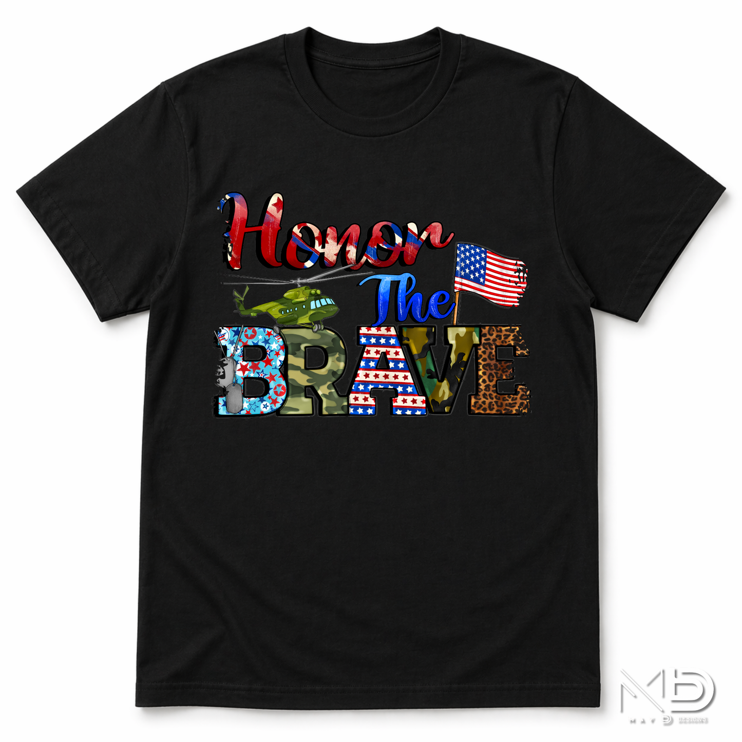 Honor The Brave Patriotic Military Shirt | Veteran Appreciation Tee | American Flag Support Our Troops T-Shirt