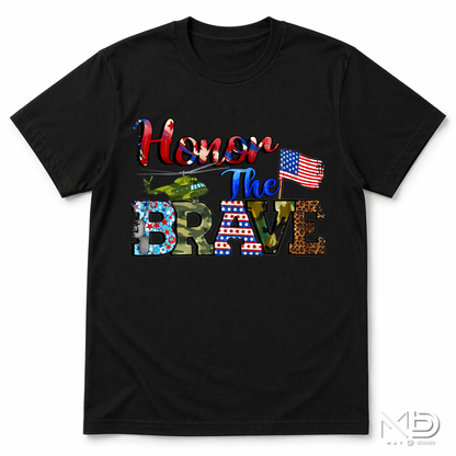 Honor The Brave Patriotic Military Shirt | Veteran Appreciation Tee | American Flag Support Our Troops T-Shirt