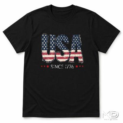 USA Since 1776 Shirt | Vintage American Flag Patriotic Graphic Tee