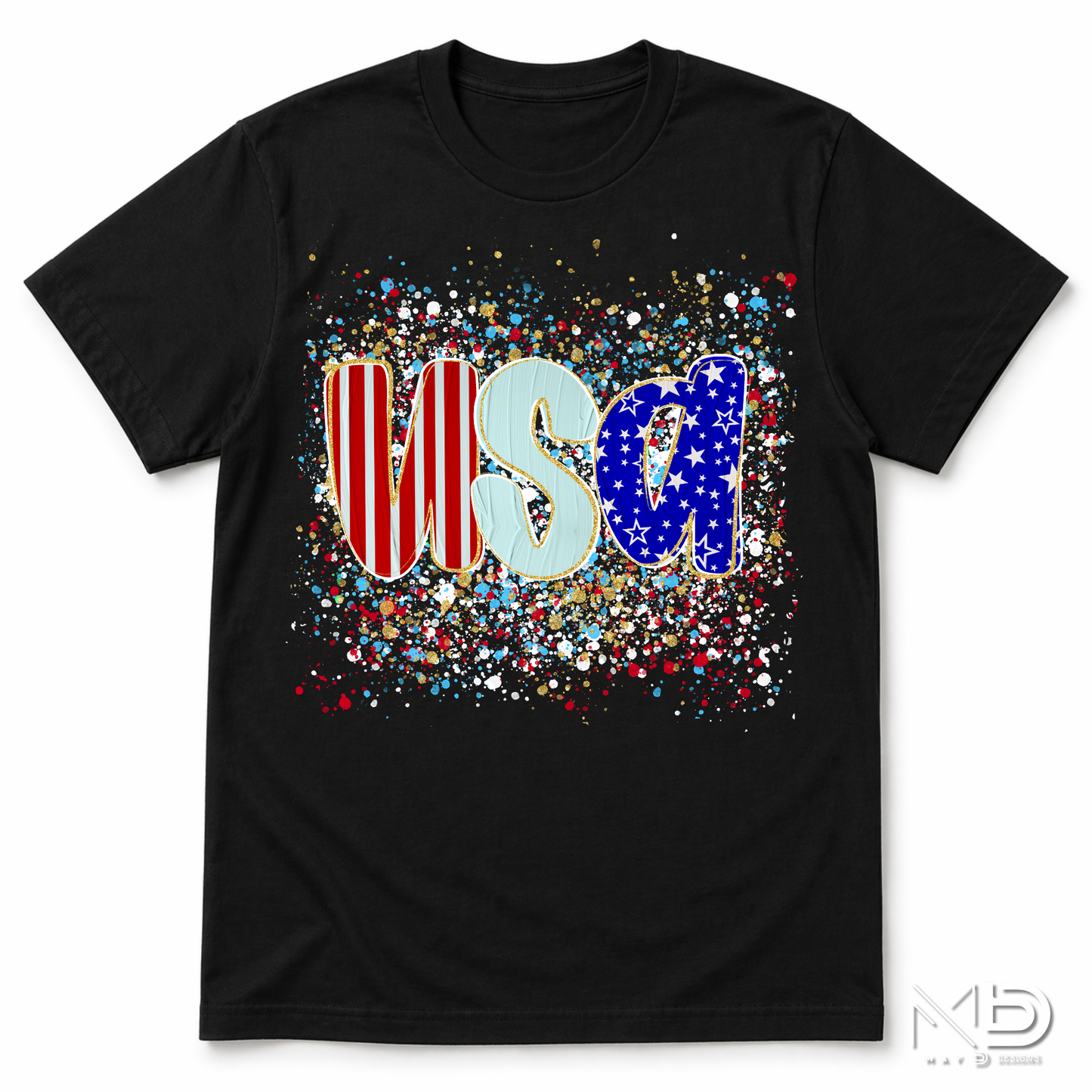 USA Patriotic Splash Shirt | Red White and Blue Americana Tee | Fourth of July Graphic T-Shirt | USA Independence Day Shirt
