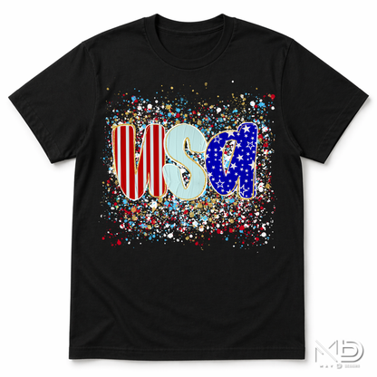 USA Patriotic Splash Shirt | Red White and Blue Americana Tee | Fourth of July Graphic T-Shirt | USA Independence Day Shirt
