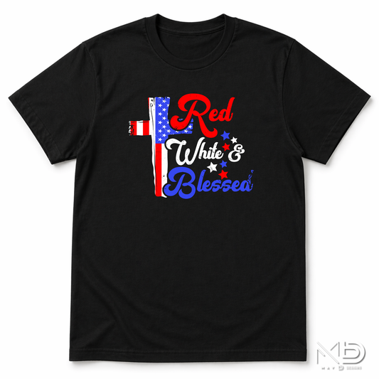 Red, White & Blessed Patriotic Cross Shirt