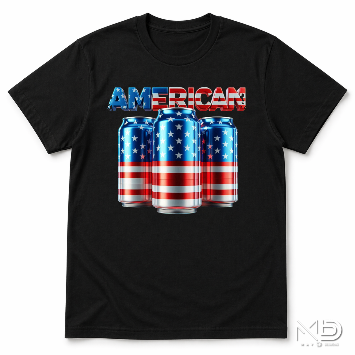 American Flag Beer Can Shirt | Patriotic Drinking Tee | Red White Blue Beer Lover T-Shirt | Fourth of July Party Graphic Tee