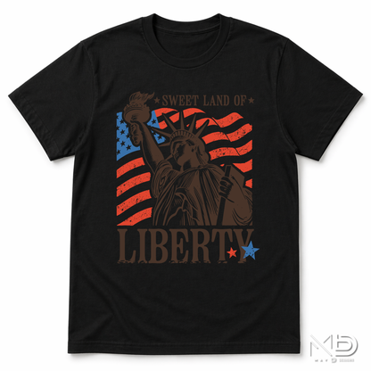Sweet Land of Liberty Shirt | Statue of Liberty Patriotic Tee | Americana Fourth of July Shirt | USA Freedom Graphic T-Shirt