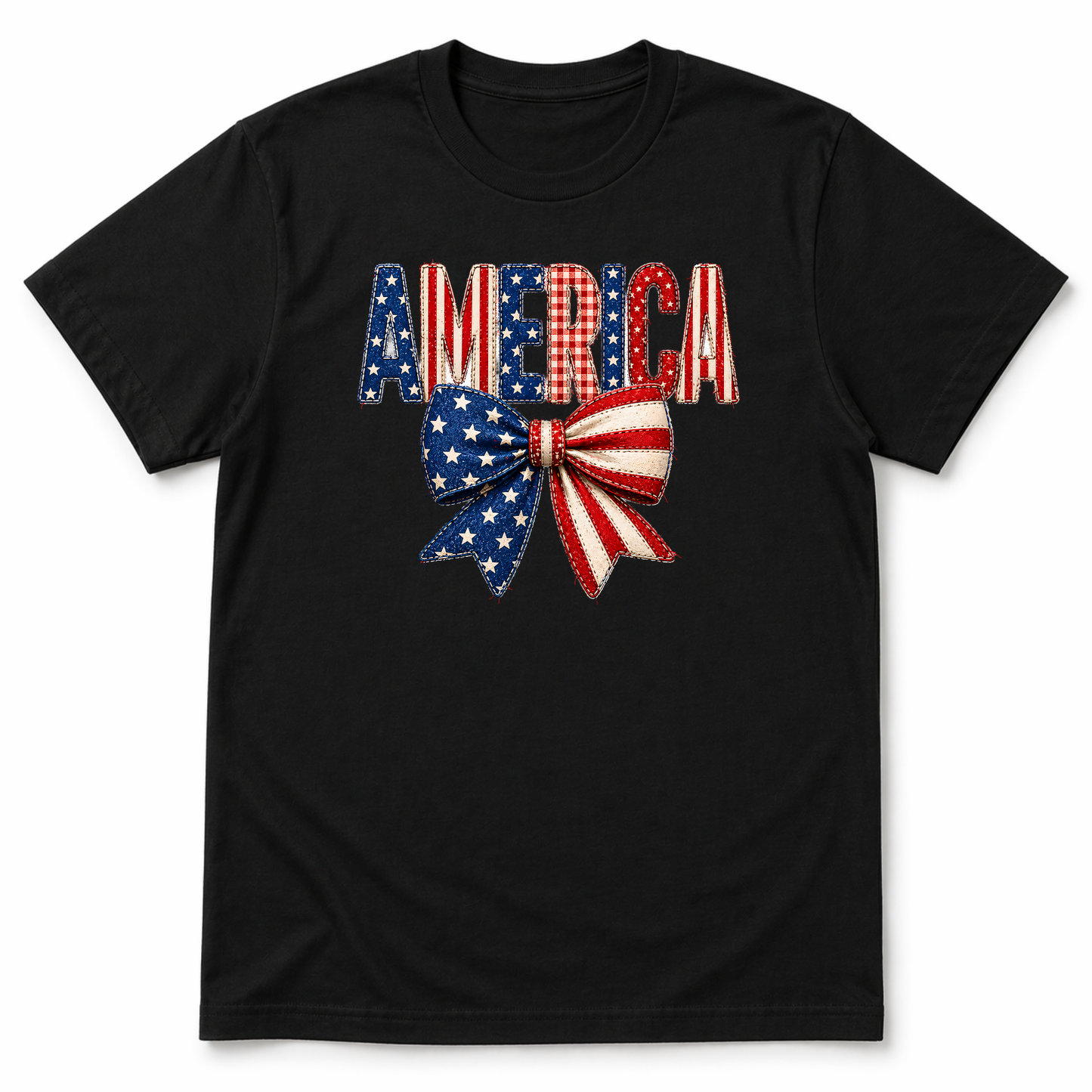 America Patriotic Bow Shirt | Red White & Blue Coquette Tee | Fourth of July Graphic T-Shirt