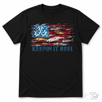 Keepin’ It Reel Patriotic Fishing Shirt | American Flag Angler Tee