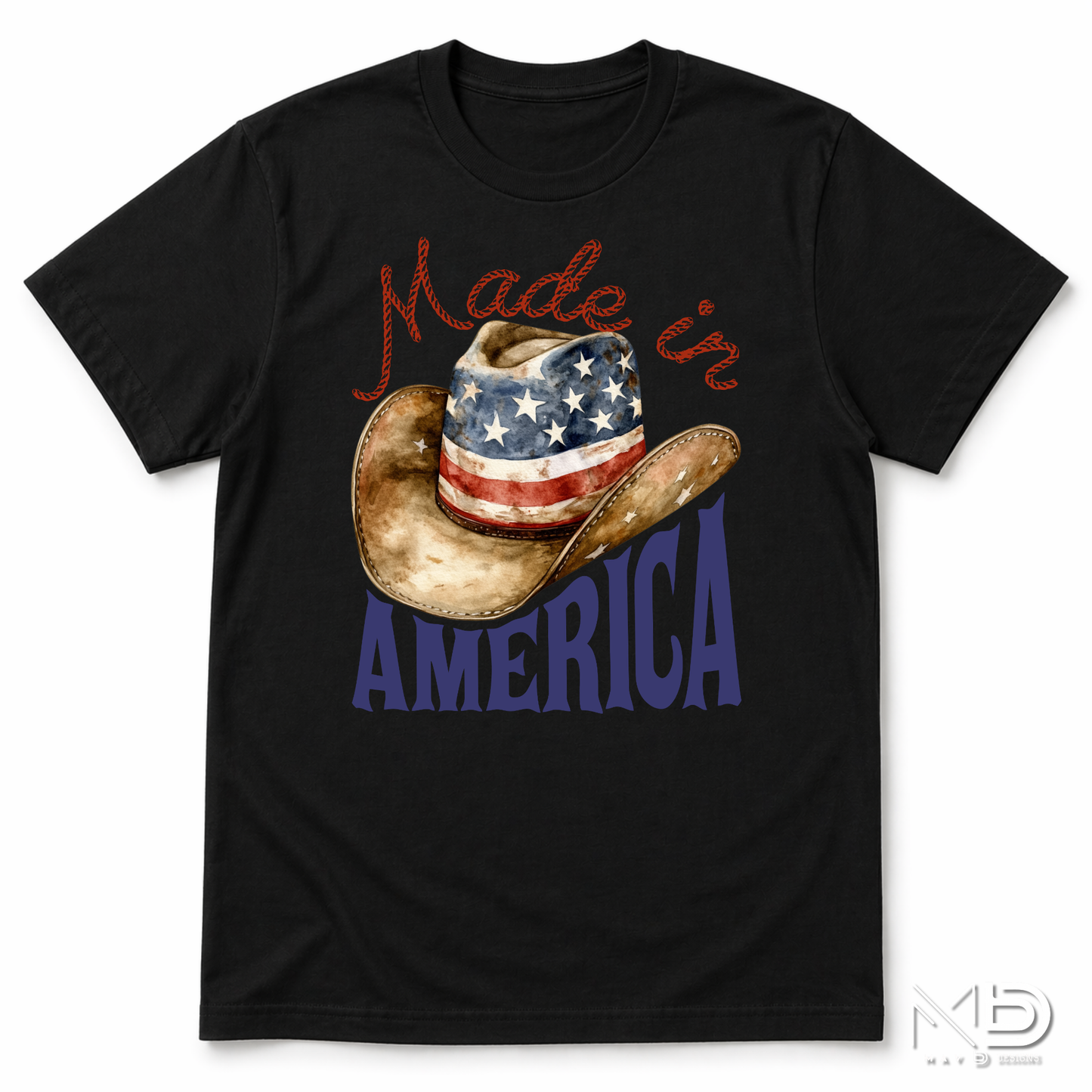 Made In America Cowboy Hat Shirt | Patriotic Western Graphic Tee | USA Country Pride T-Shirt