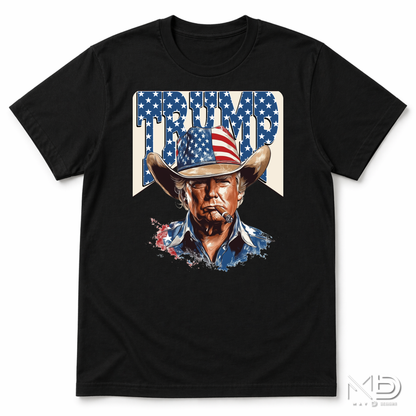 Trump Cowboy Shirt | Patriotic Western Graphic Tee | America First Country Style T-Shirt