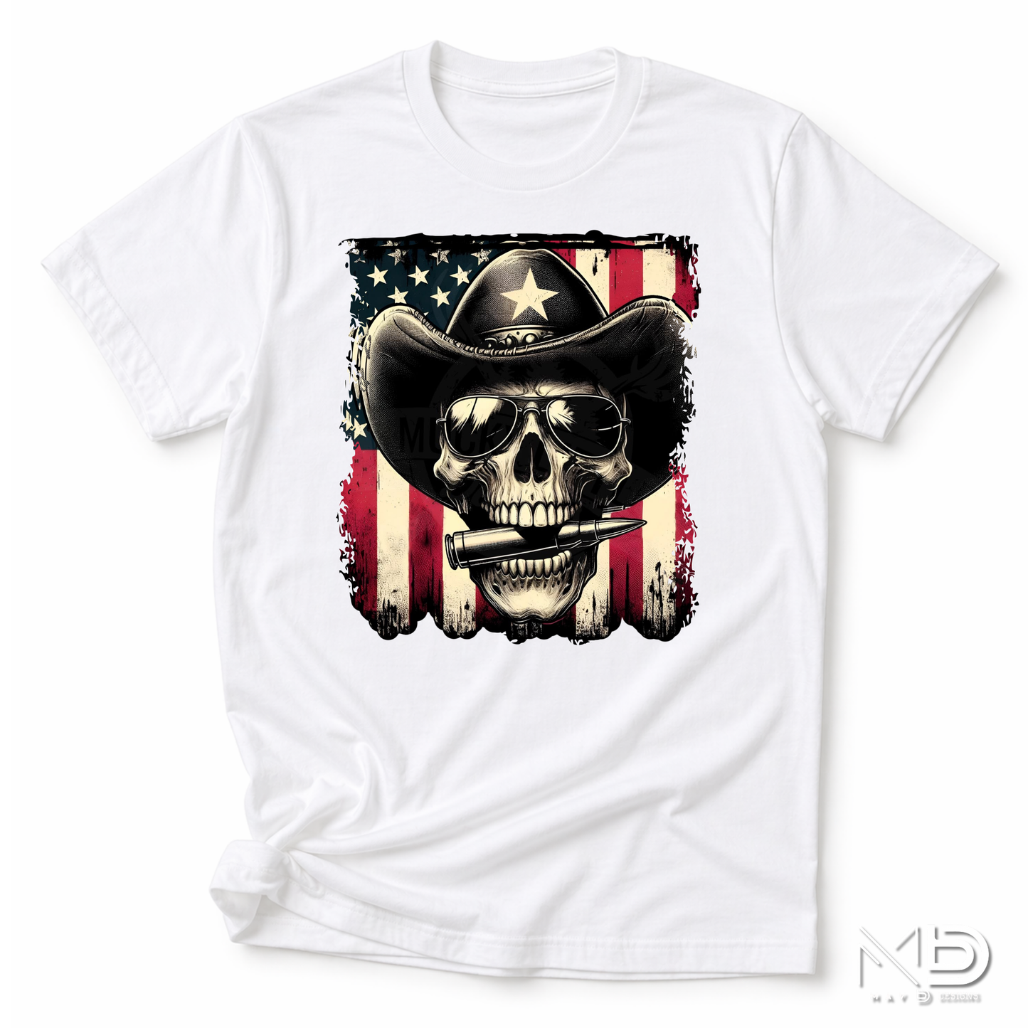 Patriotic Cowboy Skull Shirt | American Flag Western Graphic Tee