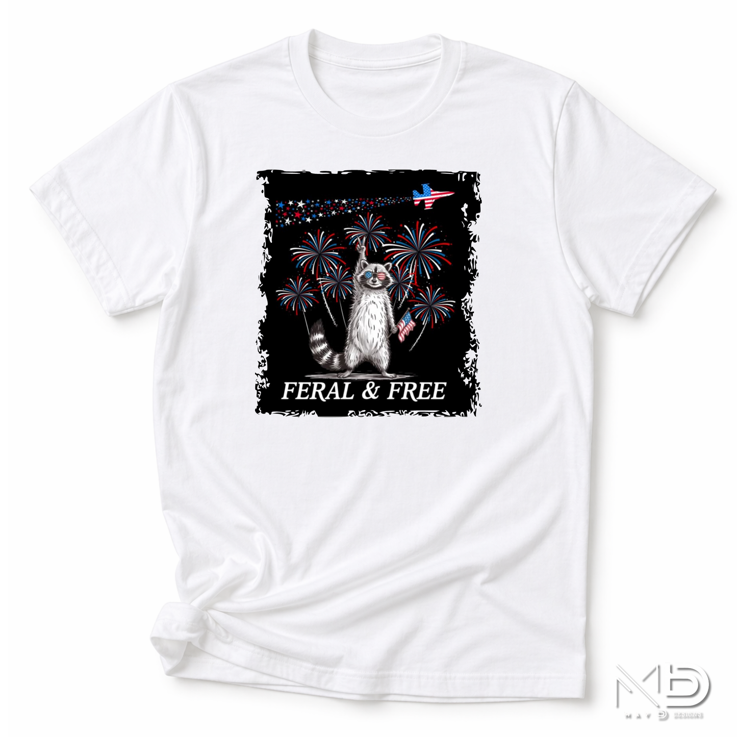 Feral & Free Raccoon Patriotic Shirt | Funny Fourth of July Tee