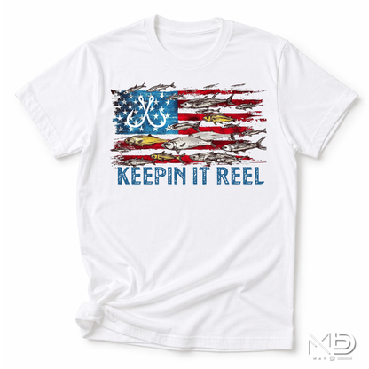 Keepin’ It Reel Patriotic Fishing Shirt | American Flag Angler Tee