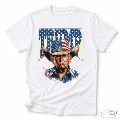 Trump Cowboy Shirt | Patriotic Western Graphic Tee | America First Country Style T-Shirt