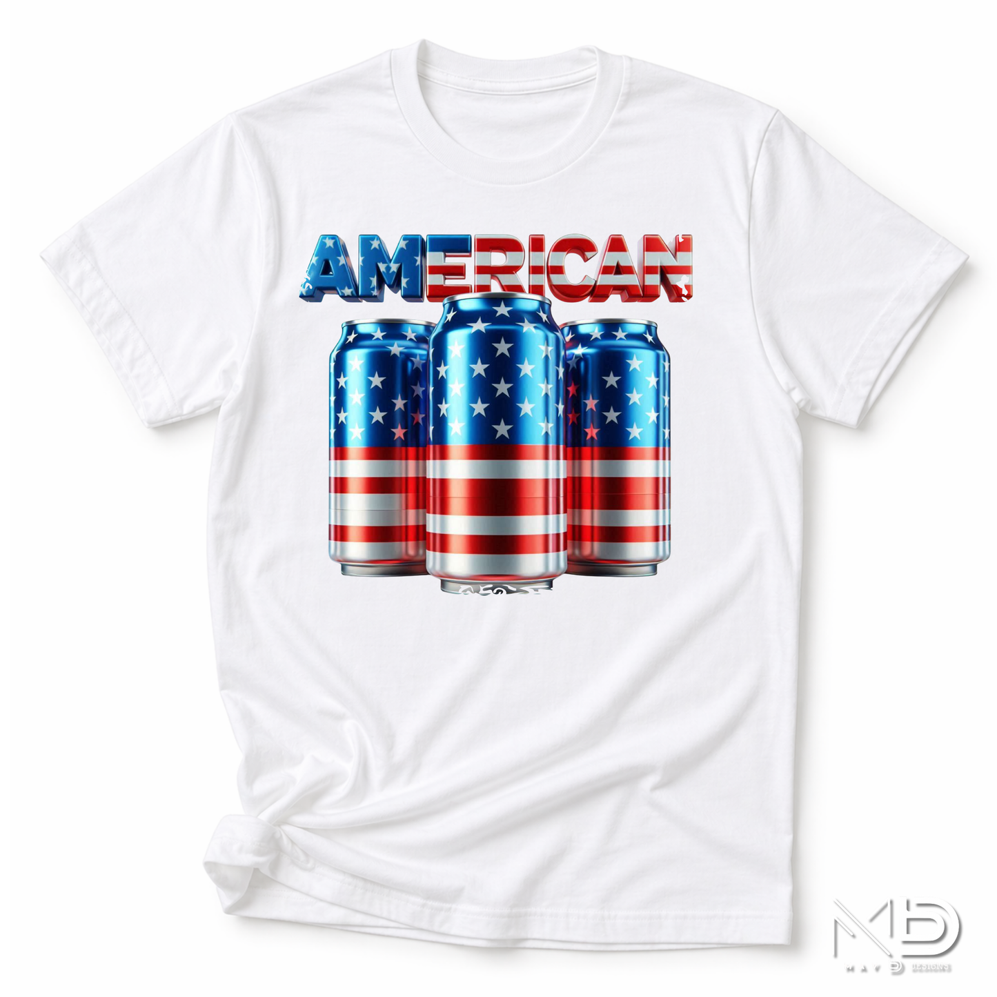American Flag Beer Can Shirt | Patriotic Drinking Tee | Red White Blue Beer Lover T-Shirt | Fourth of July Party Graphic Tee
